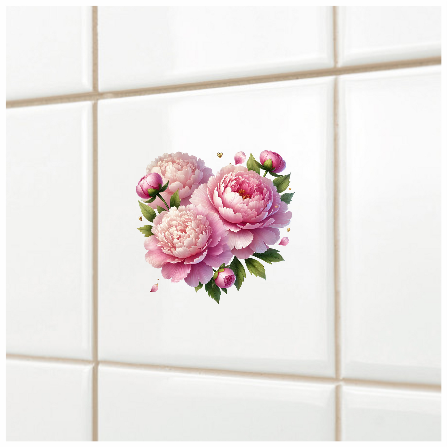 Pink Flowers Green Leaves Vinyl Sticker Decal