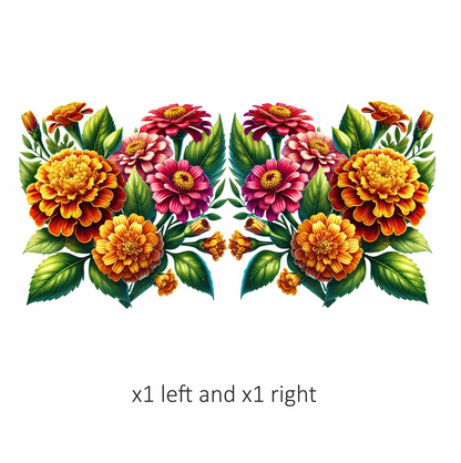Flowers Orange Pink Green Leaves Vinyl Sticker Decal