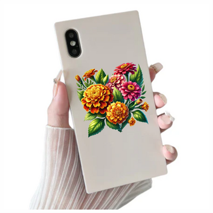 Flowers Orange Pink Green Leaves Vinyl Sticker Decal