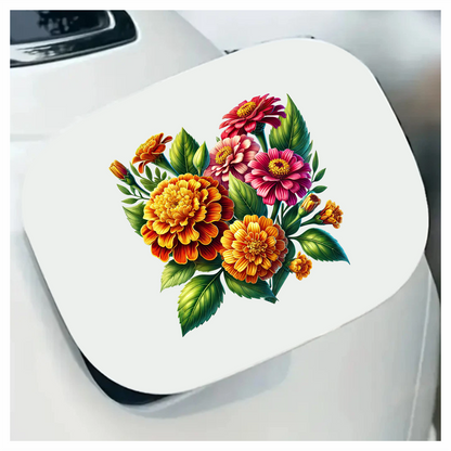 Flowers Orange Pink Green Leaves Vinyl Sticker Decal