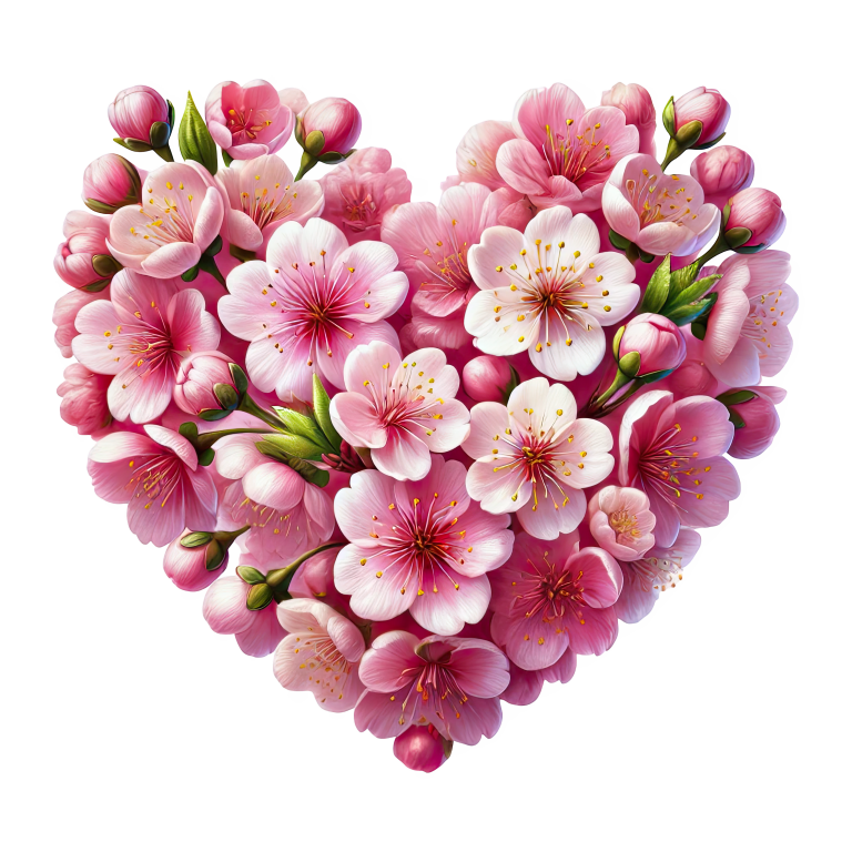 Pink Flowers Heart Shape Nature Vinyl Sticker Decal