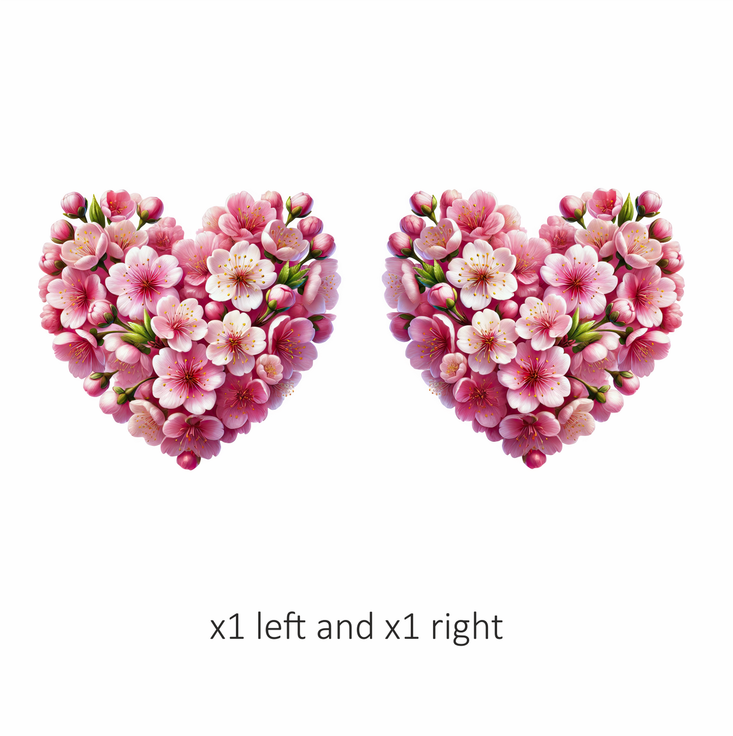 Pink Flowers Heart Shape Nature Vinyl Sticker Decal