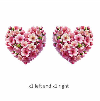 Pink Flowers Heart Shape Nature Vinyl Sticker Decal