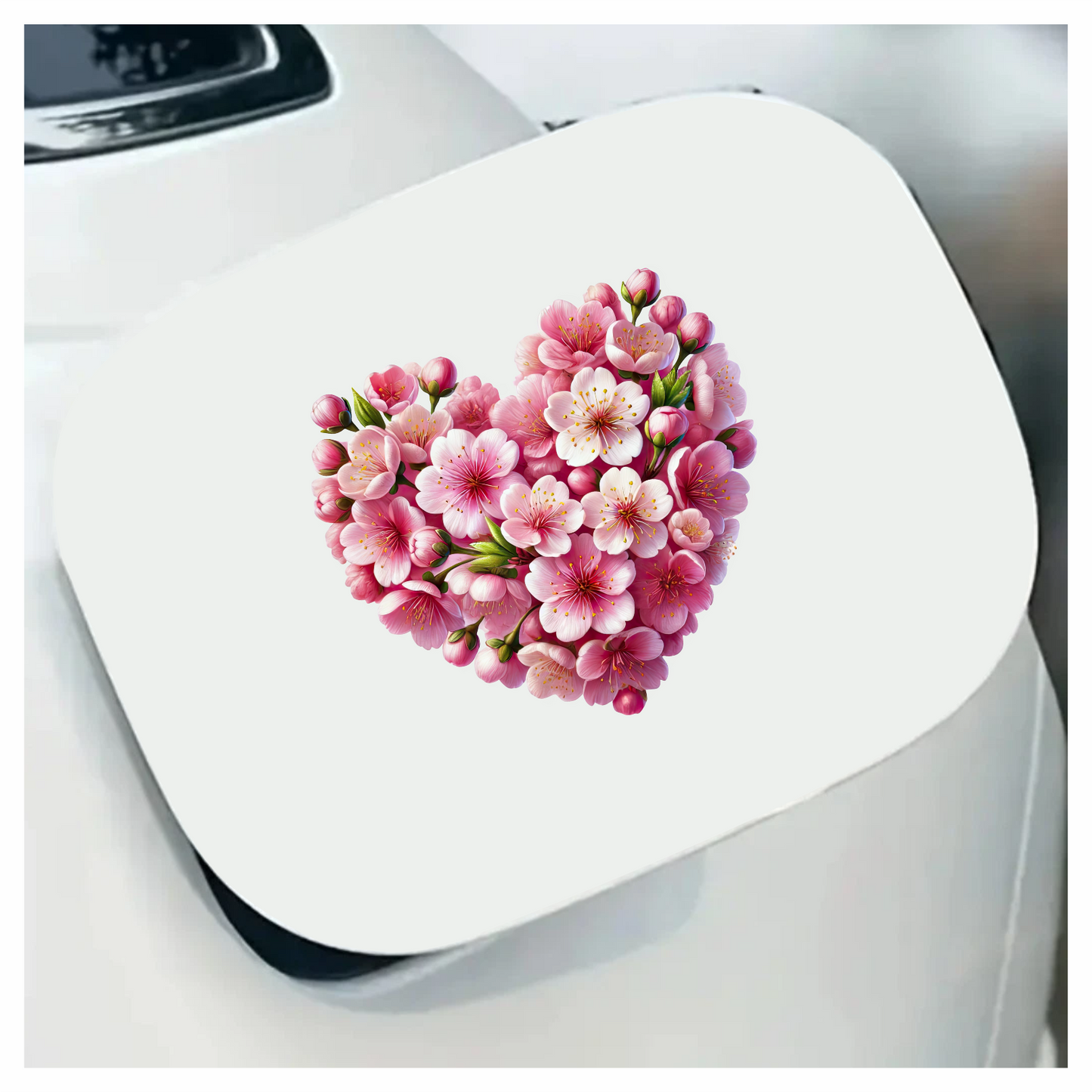 Pink Flowers Heart Shape Nature Vinyl Sticker Decal