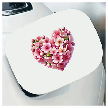Pink Flowers Heart Shape Nature Vinyl Sticker Decal