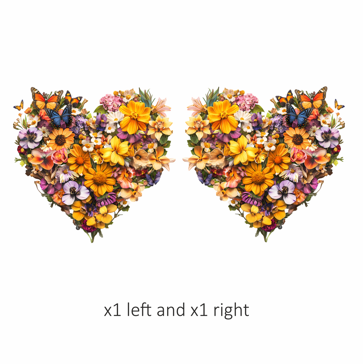 Yellow Flowers Butterflies Green Leaves Heart Vinyl Sticker Decal