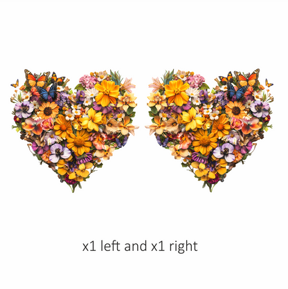 Yellow Flowers Butterflies Green Leaves Heart Vinyl Sticker Decal