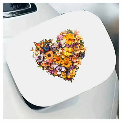 Yellow Flowers Butterflies Green Leaves Heart Vinyl Sticker Decal