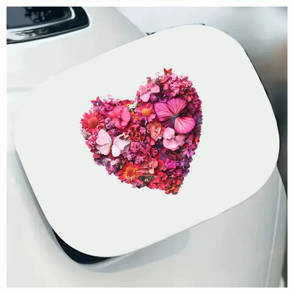 Pink Flowers Butterflies Heart Shape Nature Vinyl Sticker Decal
