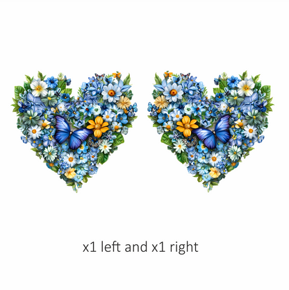 Blue Flowers Butterfly Heart Nature Vinyl Sticker Decal