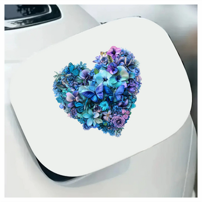 Blue Flowers Butterflies Heart Shape Nature Vinyl Sticker Decal
