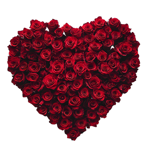 Red Roses Heart Shape Flower Arrangement Vinyl Sticker Decal
