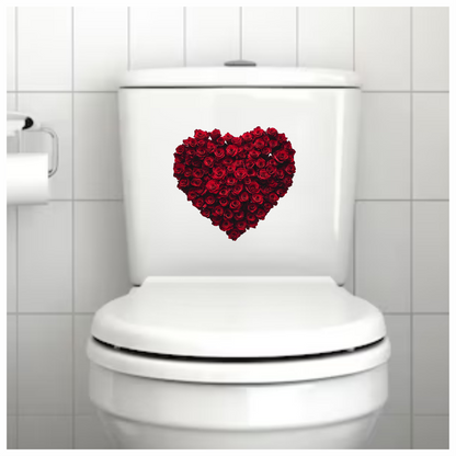 Red Roses Heart Shape Flower Arrangement Vinyl Sticker Decal