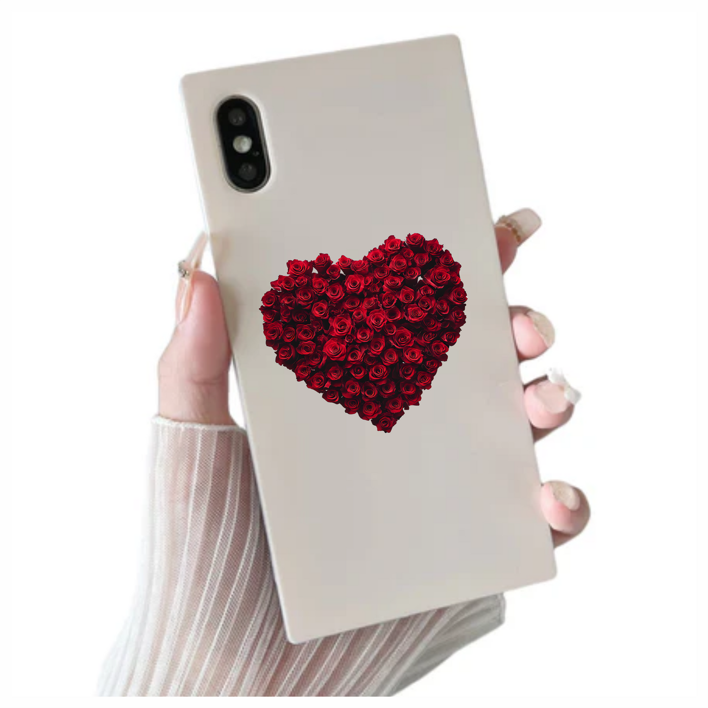 Red Roses Heart Shape Flower Arrangement Vinyl Sticker Decal