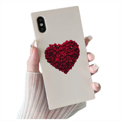 Red Roses Heart Shape Flower Arrangement Vinyl Sticker Decal