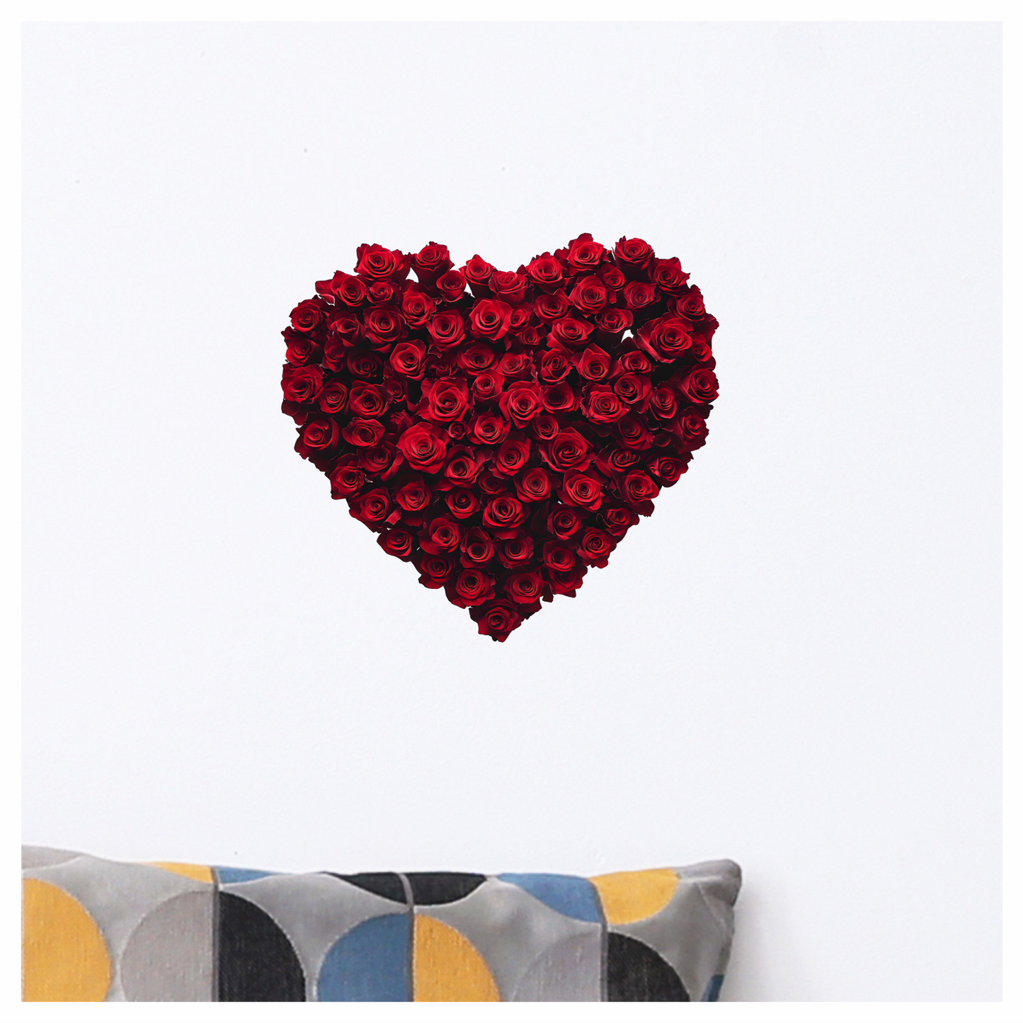 Red Roses Heart Shape Flower Arrangement Vinyl Sticker Decal