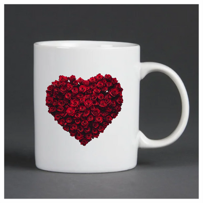 Red Roses Heart Shape Flower Arrangement Vinyl Sticker Decal