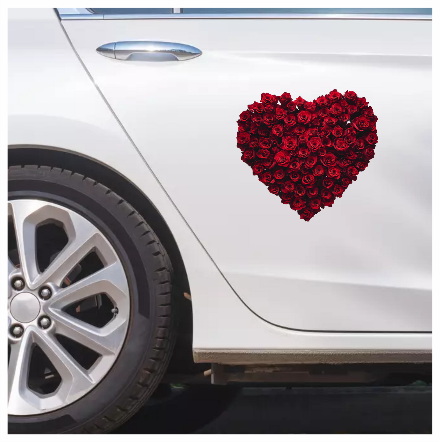 Red Roses Heart Shape Flower Arrangement Vinyl Sticker Decal