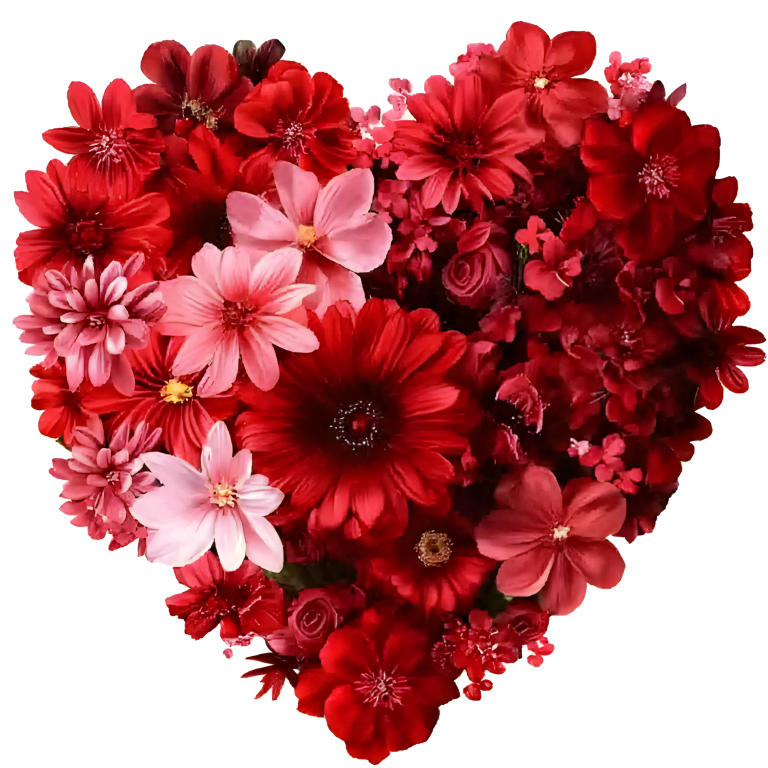 Red Flowers Heart Shape Floral Design Vinyl Sticker Decal
