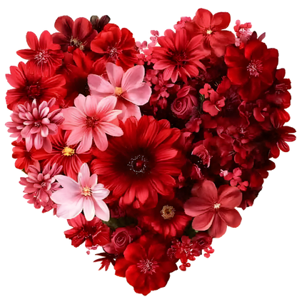 Red Flowers Heart Shape Floral Design Vinyl Sticker Decal