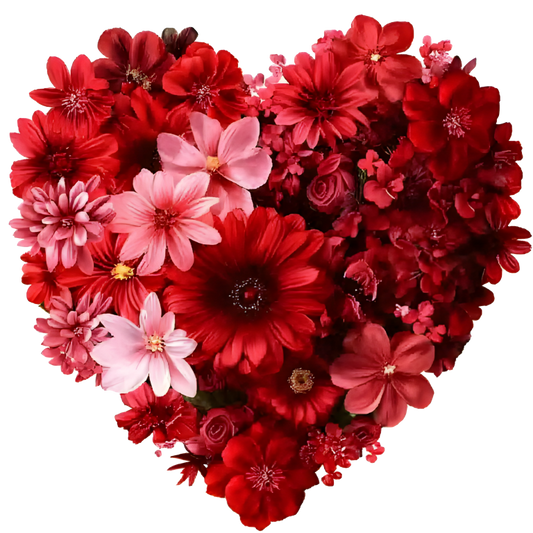 Red Flowers Heart Shape Floral Design Vinyl Sticker Decal