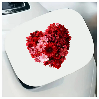 Red Flowers Heart Shape Floral Design Vinyl Sticker Decal