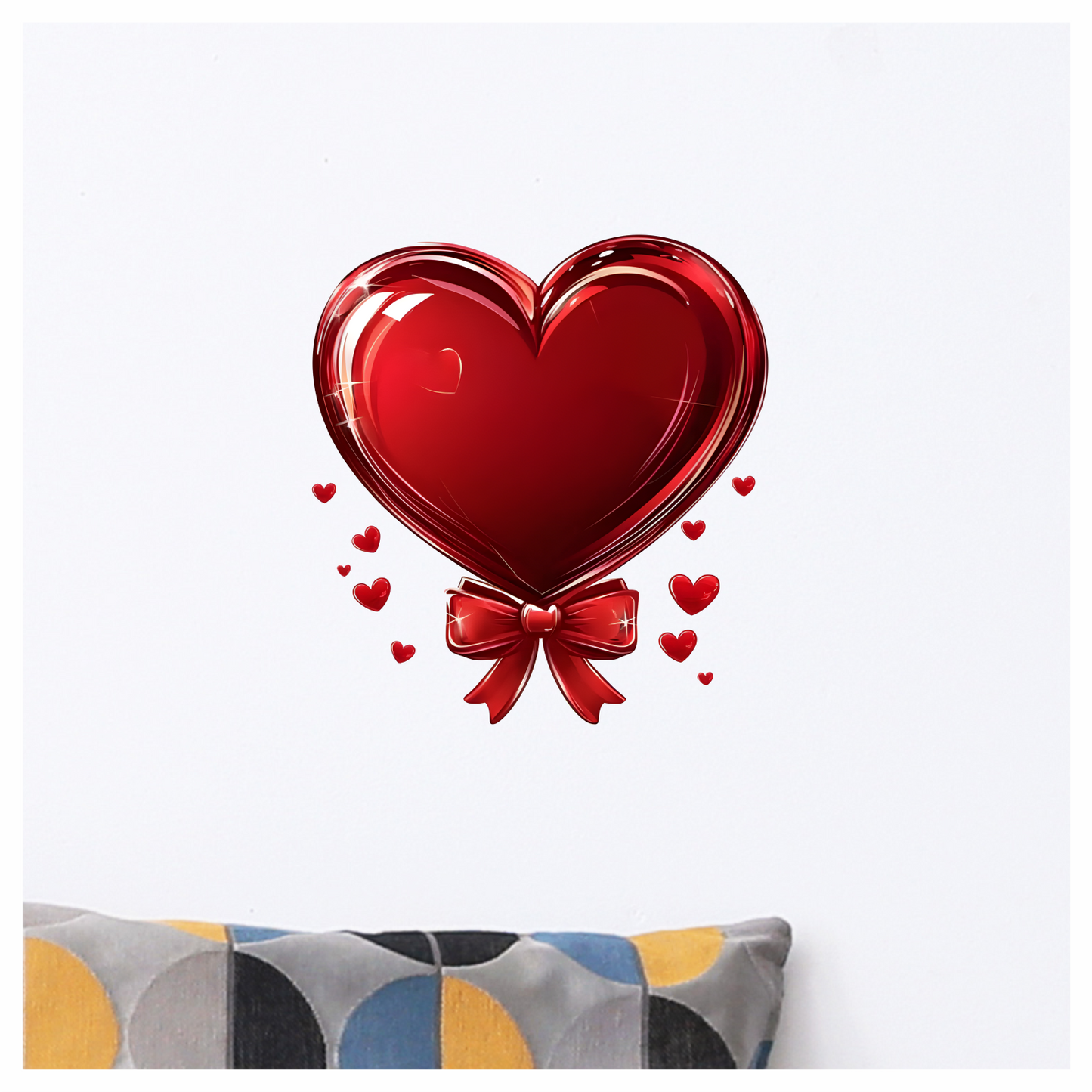 Red Heart Bow Love Sticker Vinyl Sticker Decal