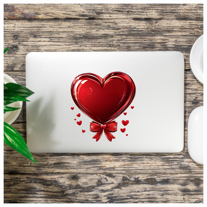 Red Heart Bow Love Sticker Vinyl Sticker Decal