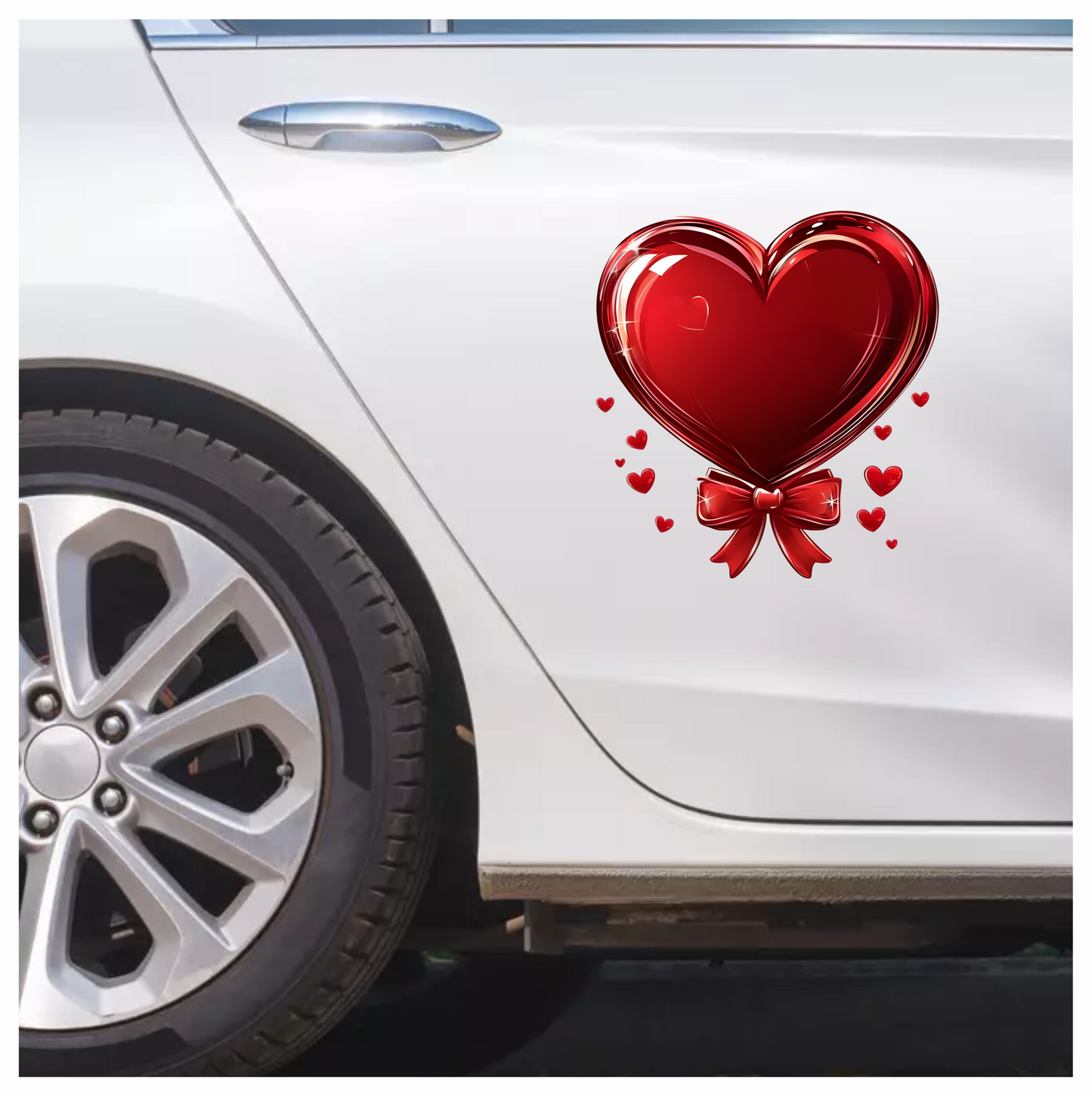 Red Heart Bow Love Sticker Vinyl Sticker Decal