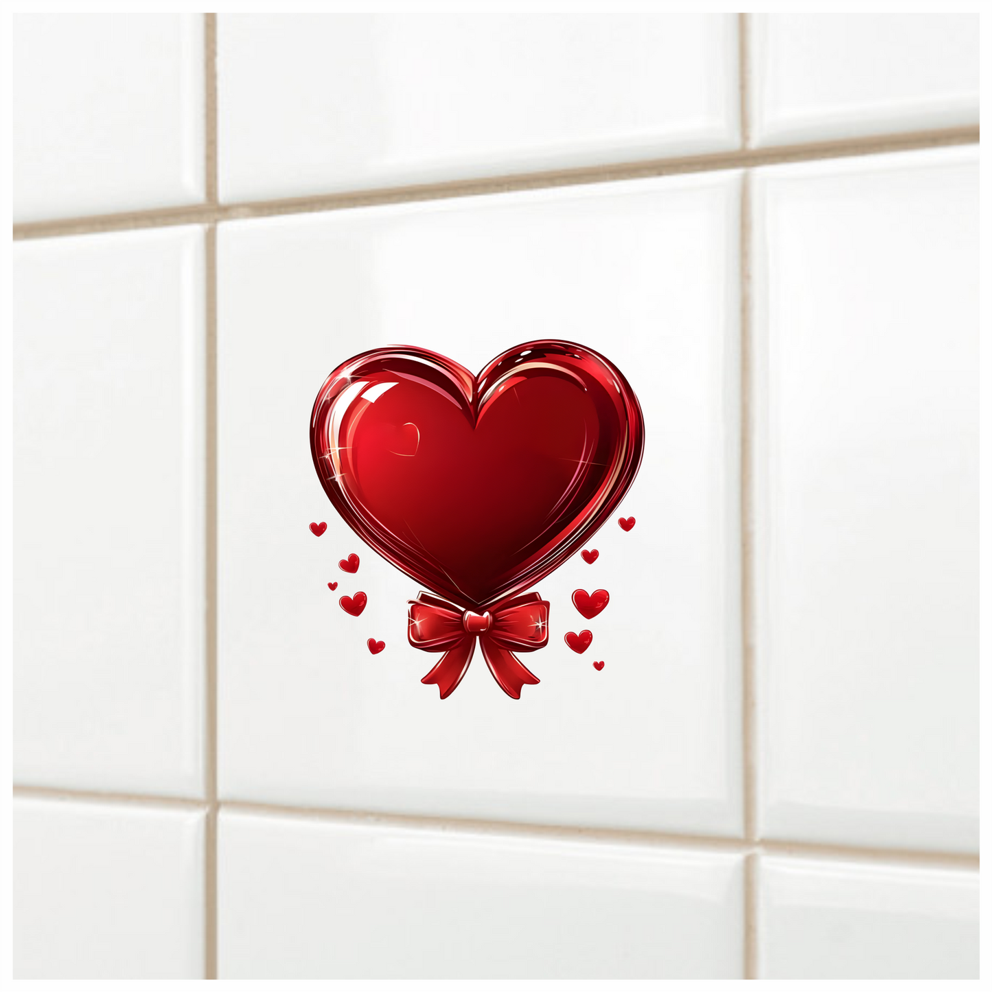 Red Heart Bow Love Sticker Vinyl Sticker Decal