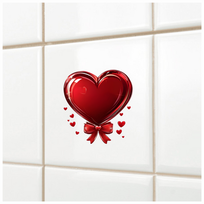 Red Heart Bow Love Sticker Vinyl Sticker Decal