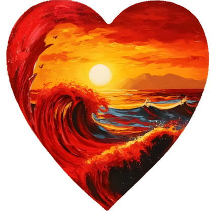 Red Ocean Sun Waves Birds Vinyl Sticker Decal