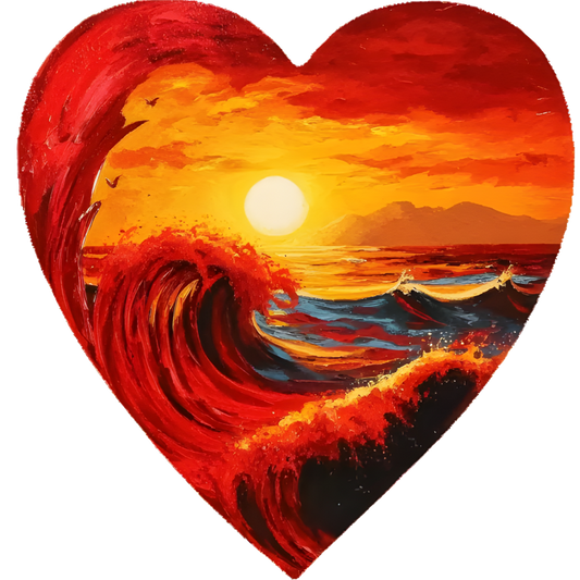 Red Ocean Sun Waves Birds Vinyl Sticker Decal
