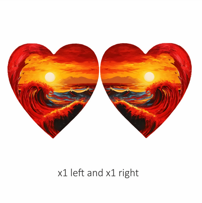 Red Ocean Sun Waves Birds Vinyl Sticker Decal