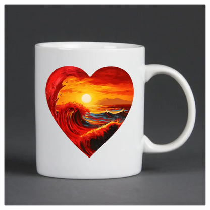 Red Ocean Sun Waves Birds Vinyl Sticker Decal
