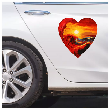Red Ocean Sun Waves Birds Vinyl Sticker Decal
