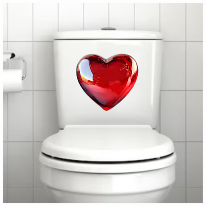 Red Heart Shape Smooth Reflection Vinyl Sticker Decal