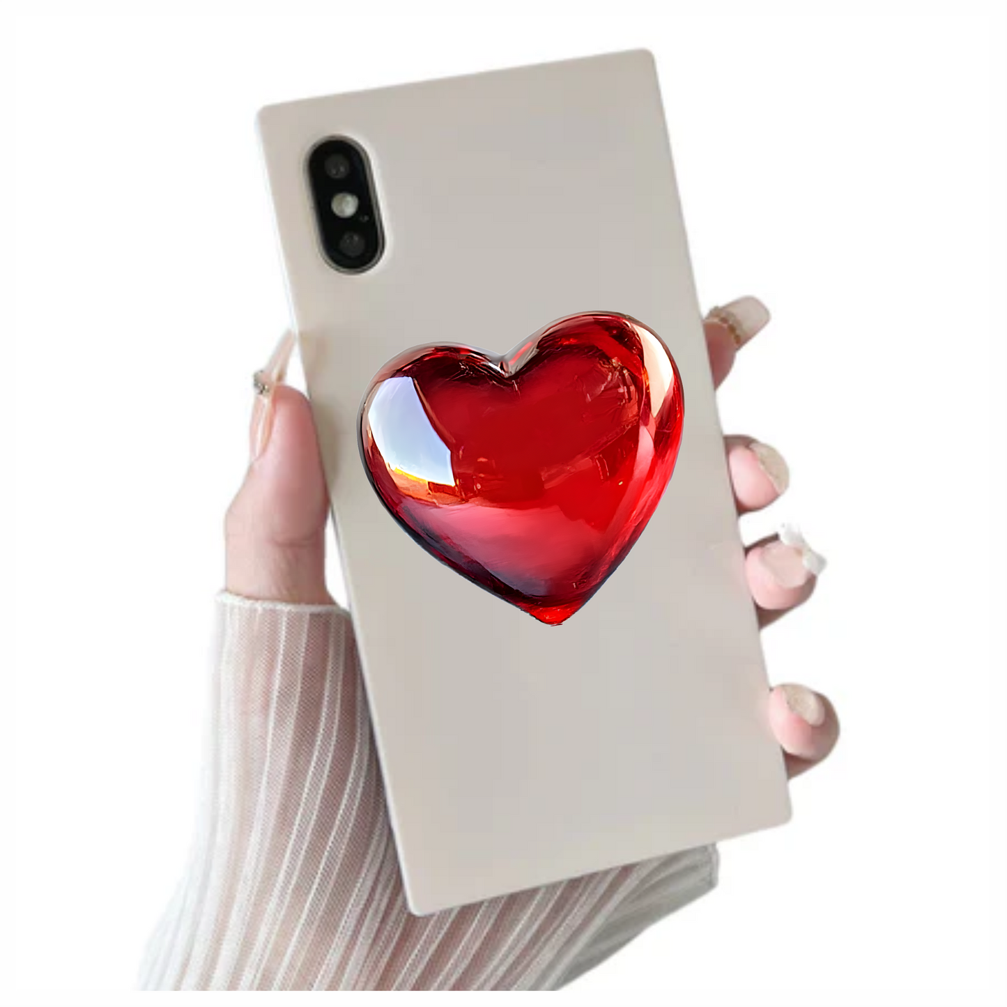 Red Heart Shape Smooth Reflection Vinyl Sticker Decal