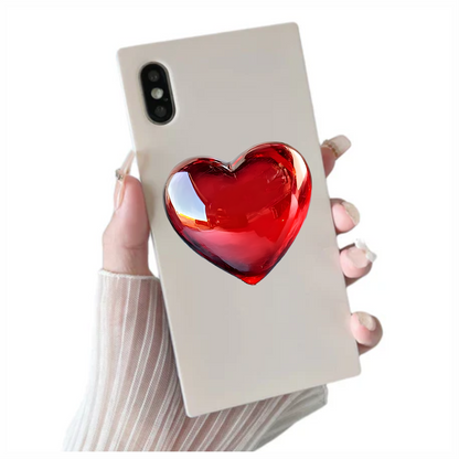 Red Heart Shape Smooth Reflection Vinyl Sticker Decal