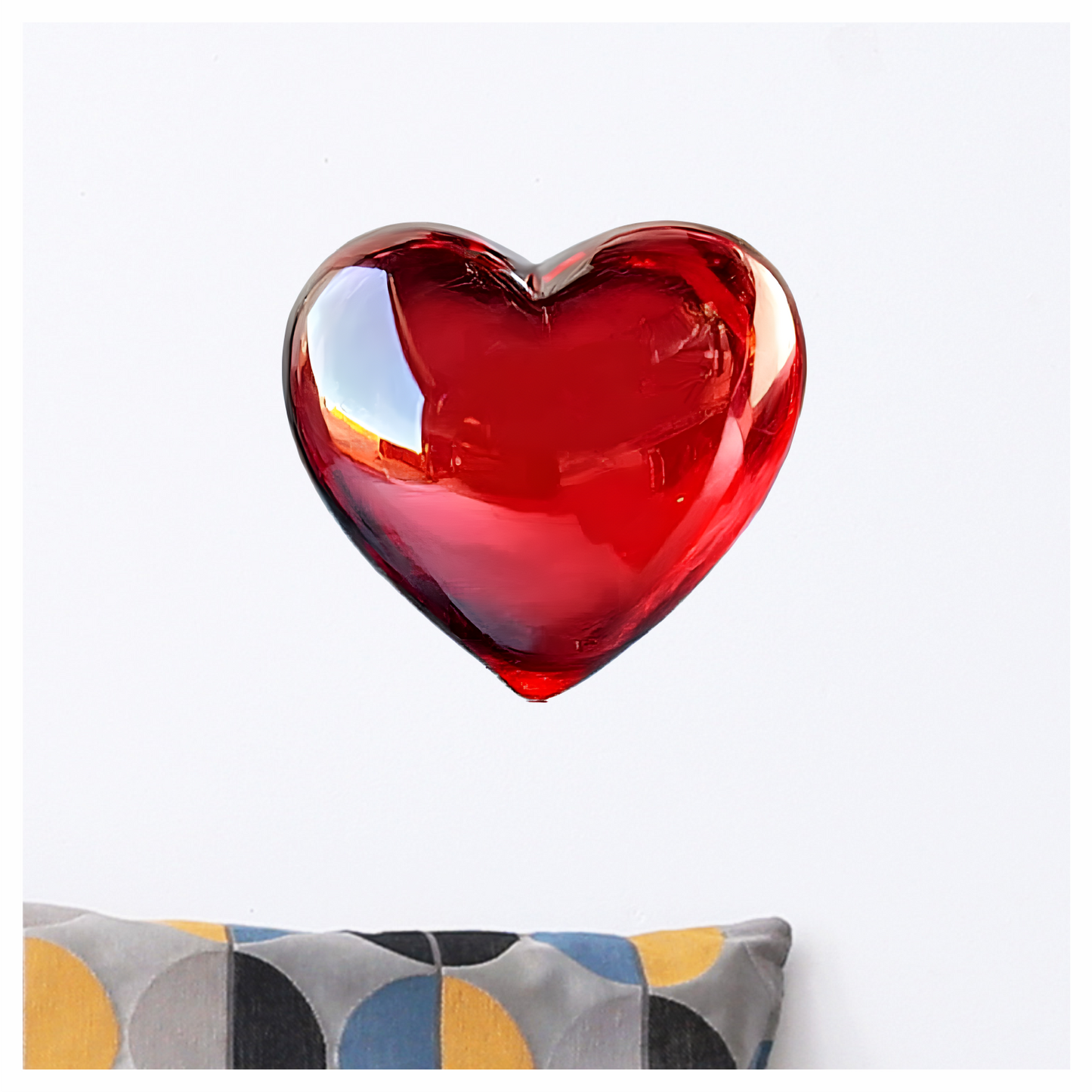 Red Heart Shape Smooth Reflection Vinyl Sticker Decal