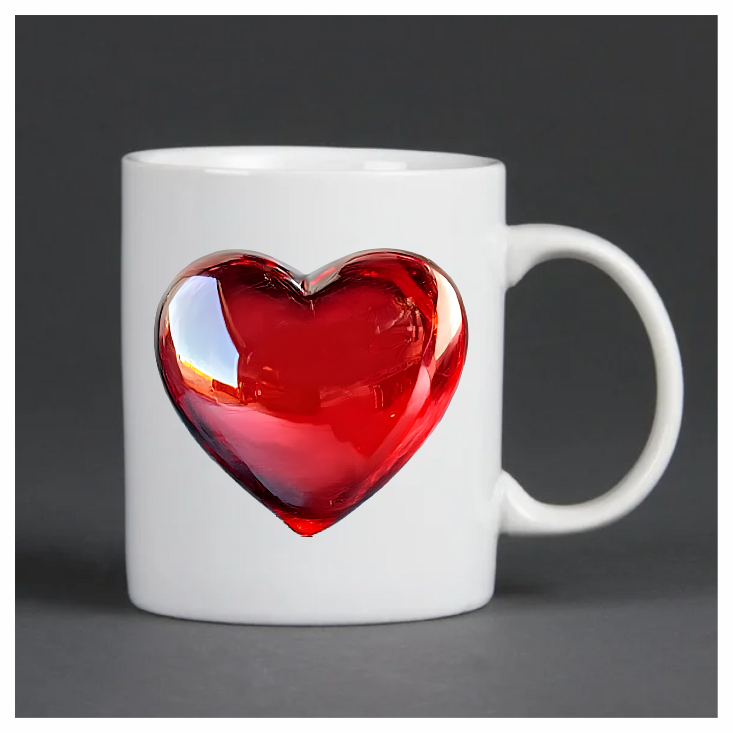 Red Heart Shape Smooth Reflection Vinyl Sticker Decal