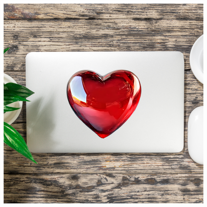 Red Heart Shape Smooth Reflection Vinyl Sticker Decal