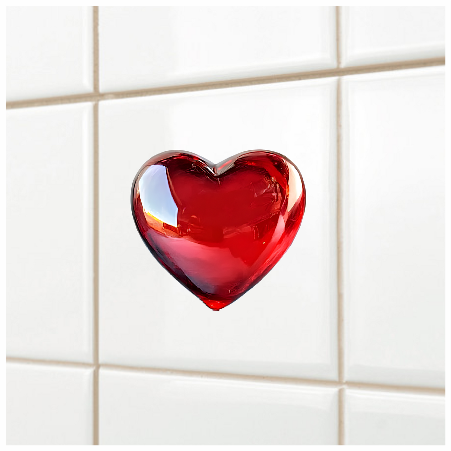 Red Heart Shape Smooth Reflection Vinyl Sticker Decal