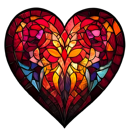 Red Heart Ram Stained Glass Artwork Vinyl Sticker Decal