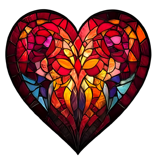 Red Heart Ram Stained Glass Artwork Vinyl Sticker Decal