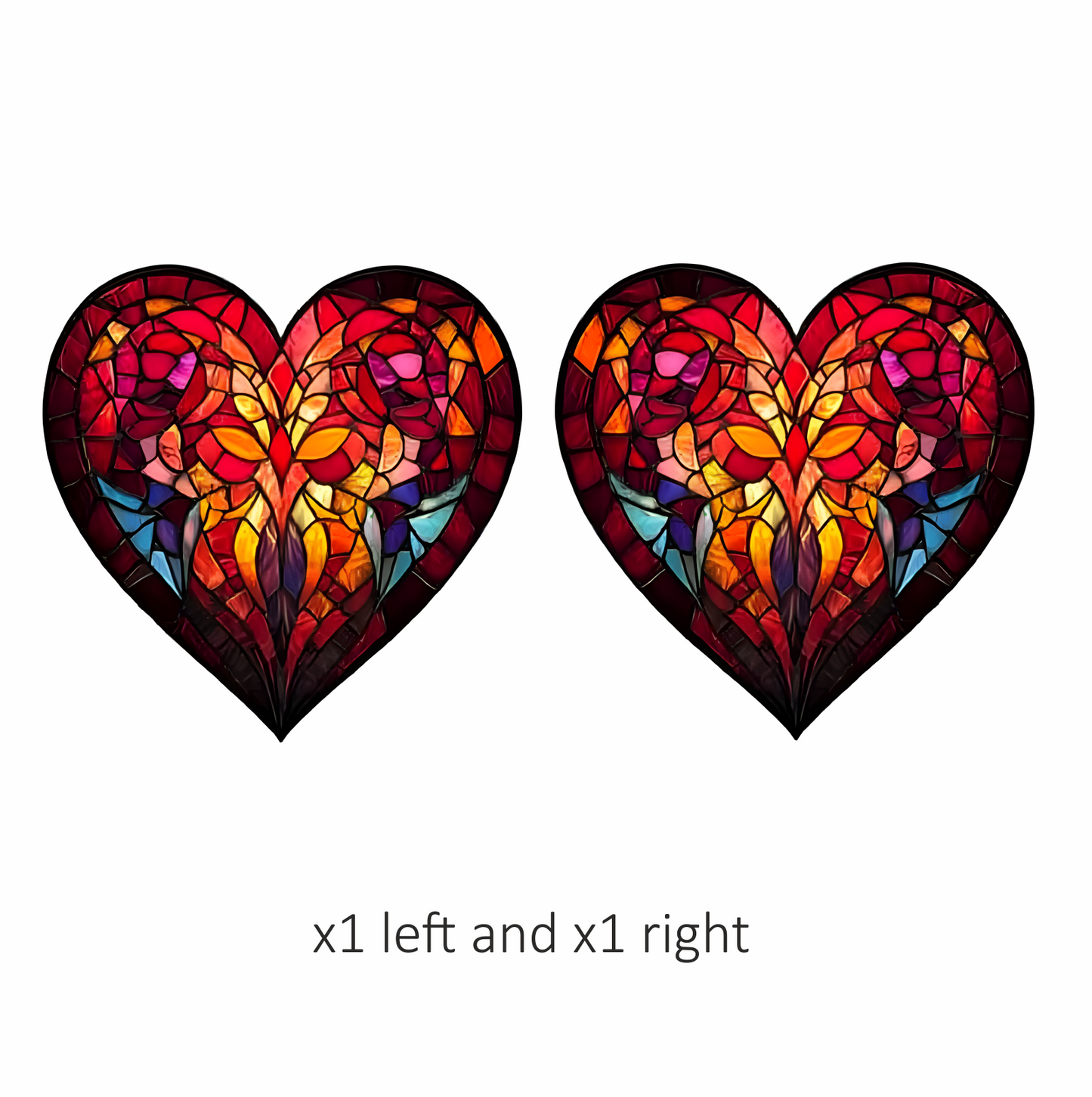 Red Heart Ram Stained Glass Artwork Vinyl Sticker Decal