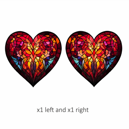 Red Heart Ram Stained Glass Artwork Vinyl Sticker Decal