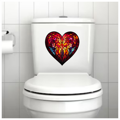 Red Heart Ram Stained Glass Artwork Vinyl Sticker Decal