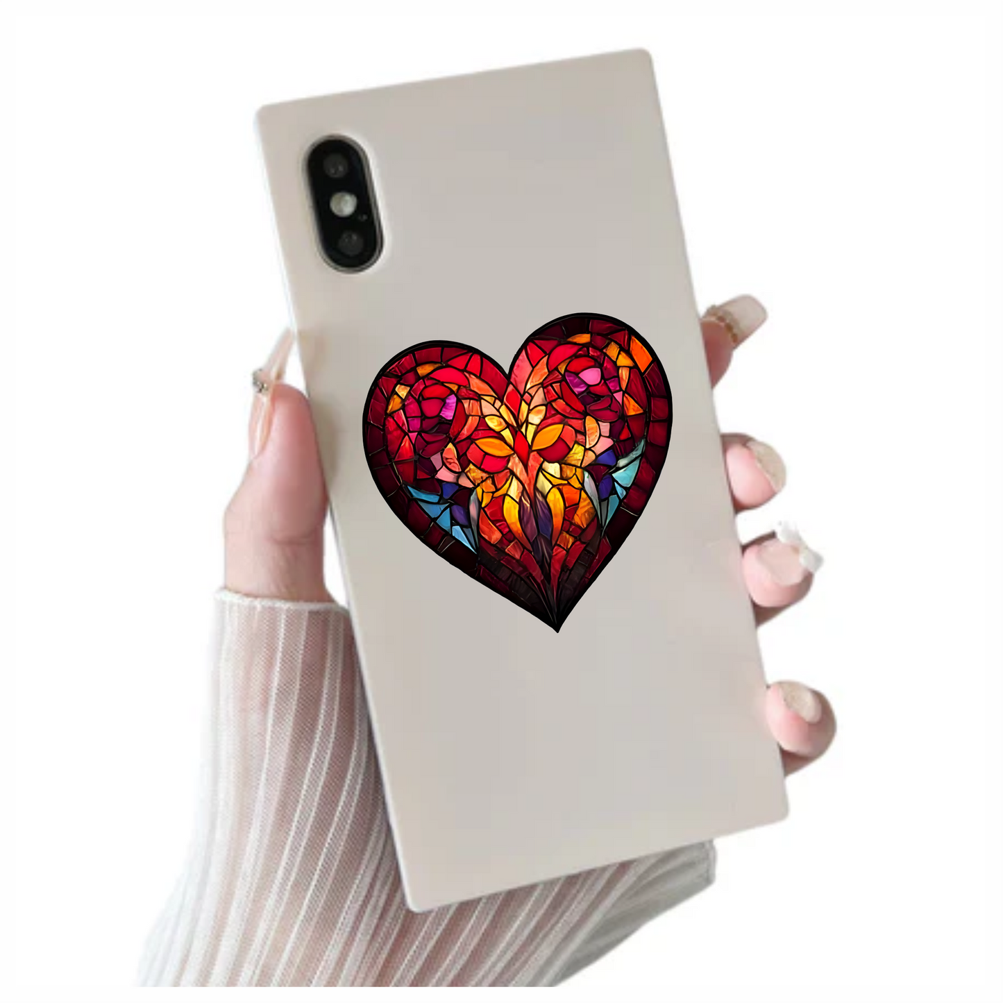 Red Heart Ram Stained Glass Artwork Vinyl Sticker Decal