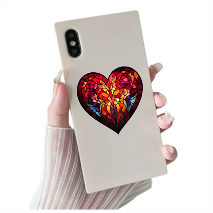 Red Heart Ram Stained Glass Artwork Vinyl Sticker Decal
